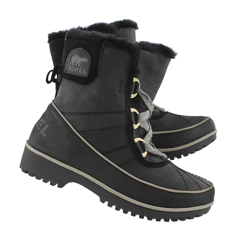 Size 7.5 Sorel Womens Tivoli II Black Waterproof Winter Boots Faux Fur Insulated - Picture 2 of 10